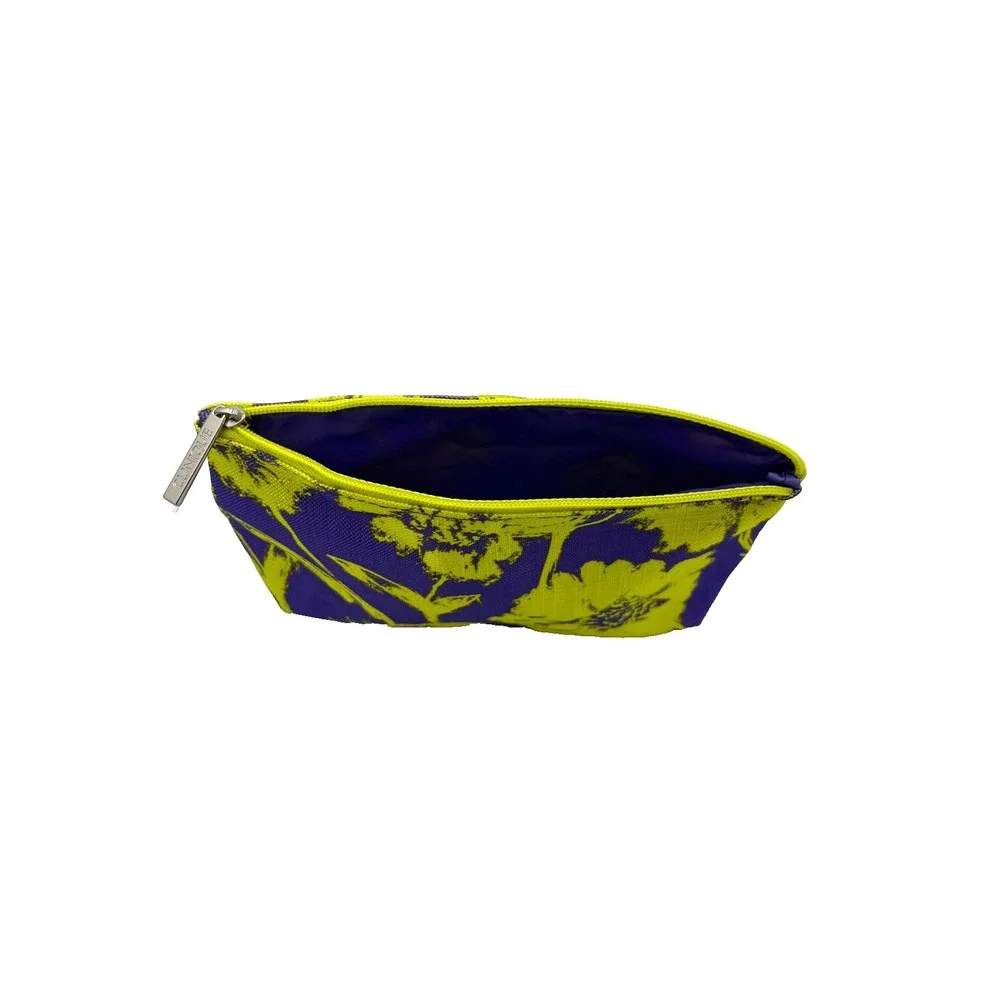 Clinique Floral Cosmetic‎ Makeup Travel Bag Yellow Purple 9x6x3-Set of 15